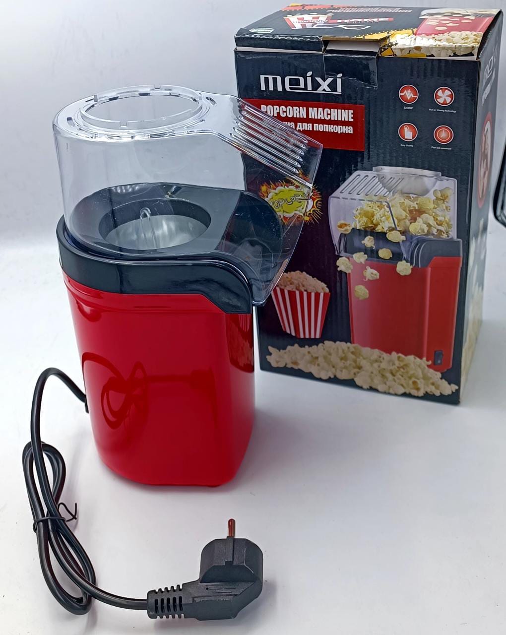 Popcorn Maker, Electric Mini Popcorn Machine Oil-Free, Small Fast Popper with Measuring Cup and Removable Cover