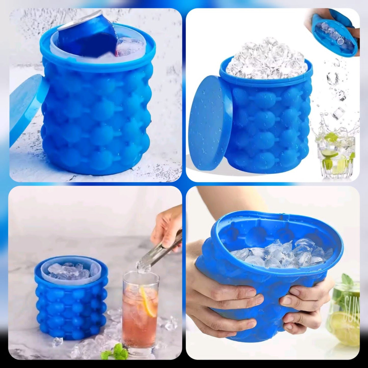 Silicone Ice Cube Maker Genie & Storage Bucket