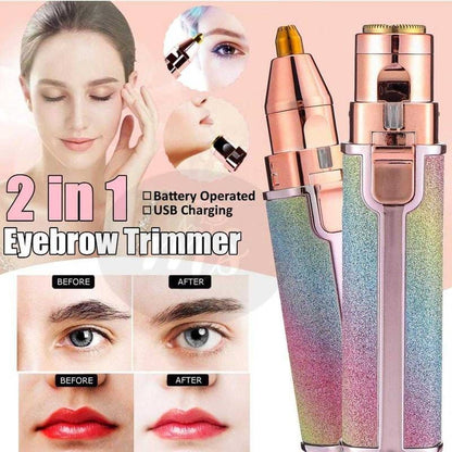 2 In 1 Rechargeable Flawless Eyebrow Hair Remover & Facial Hair Trimmer