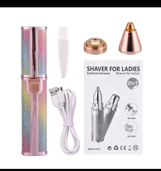 2 In 1 Rechargeable Flawless Eyebrow Hair Remover & Facial Hair Trimmer