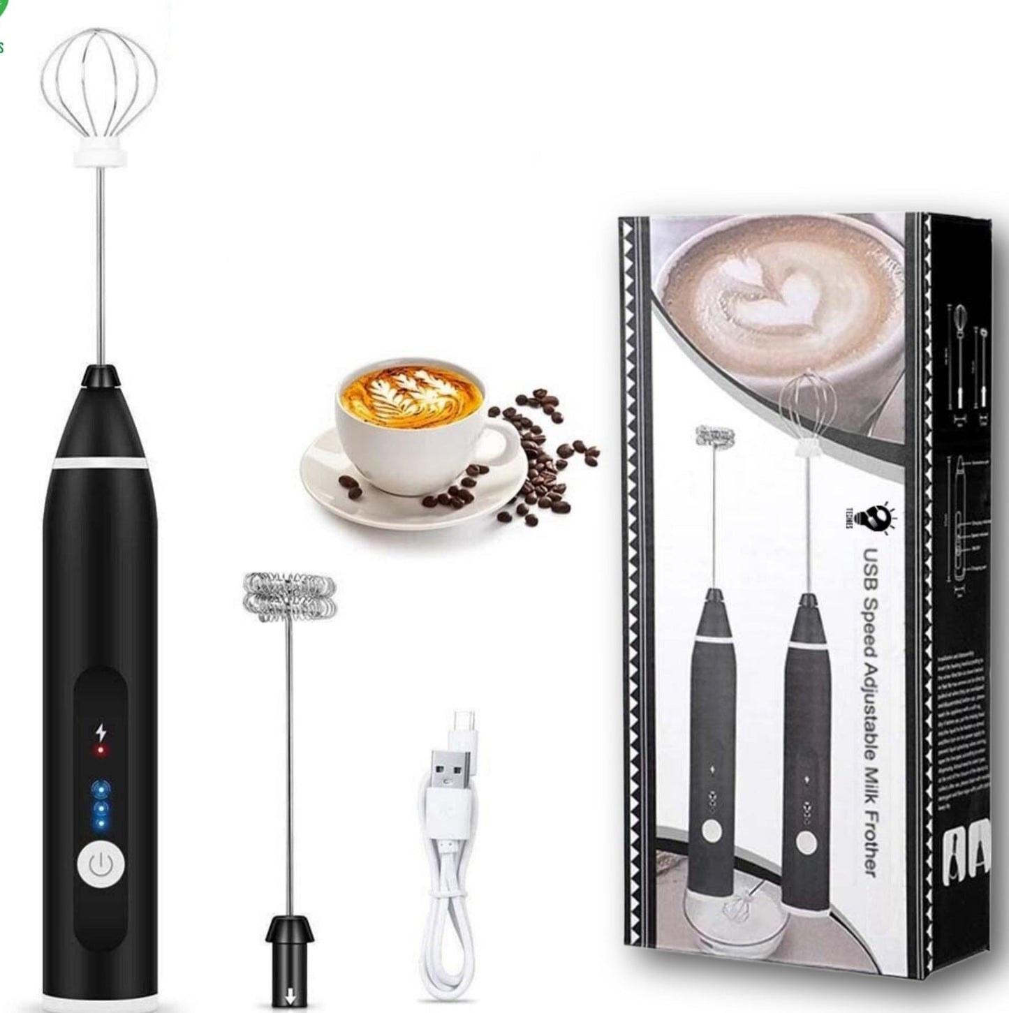 Electric Coffee Mixer and Milk Frother 2 in 1 rechargeable