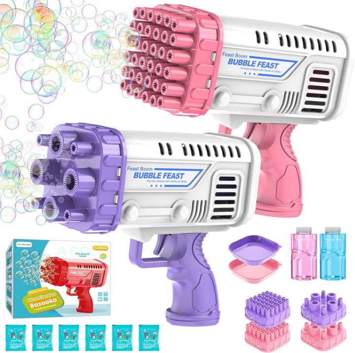 Bubble Gun Machine, 32 Holes Bubble Machine, Gatling Bubble Machine, Bazooka Bubble Machine for Children Adults, Wedding, Party, Outdoor Game