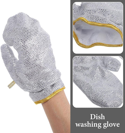 Steel Wire Dishwashing Glove, Multipurpose Anti Swiss Cleaning Rag, Waterproof Kitchen Cleaning Gloves, Oil-free, Silver Wire Dish Cleaning Glove, Multifunctional Non-Scratch Wire Dish Cloths Share Tweet