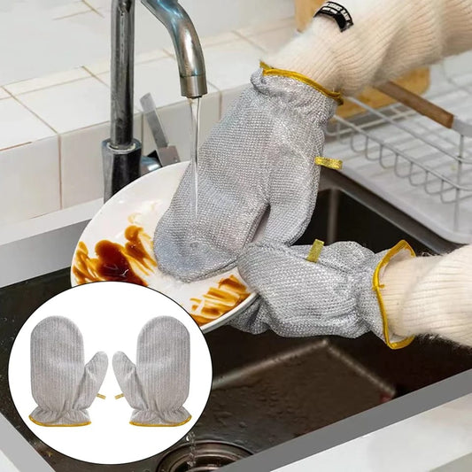 Steel Wire Dishwashing Glove, Multipurpose Anti Swiss Cleaning Rag, Waterproof Kitchen Cleaning Gloves, Oil-free, Silver Wire Dish Cleaning Glove, Multifunctional Non-Scratch Wire Dish Cloths Share Tweet