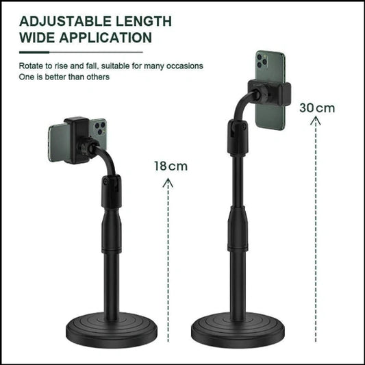 Adjustable Retractable Mobile Phone Stand with 360 Rotation and Height Adjustment for Live Broadcast TV Viewing and Conference Use