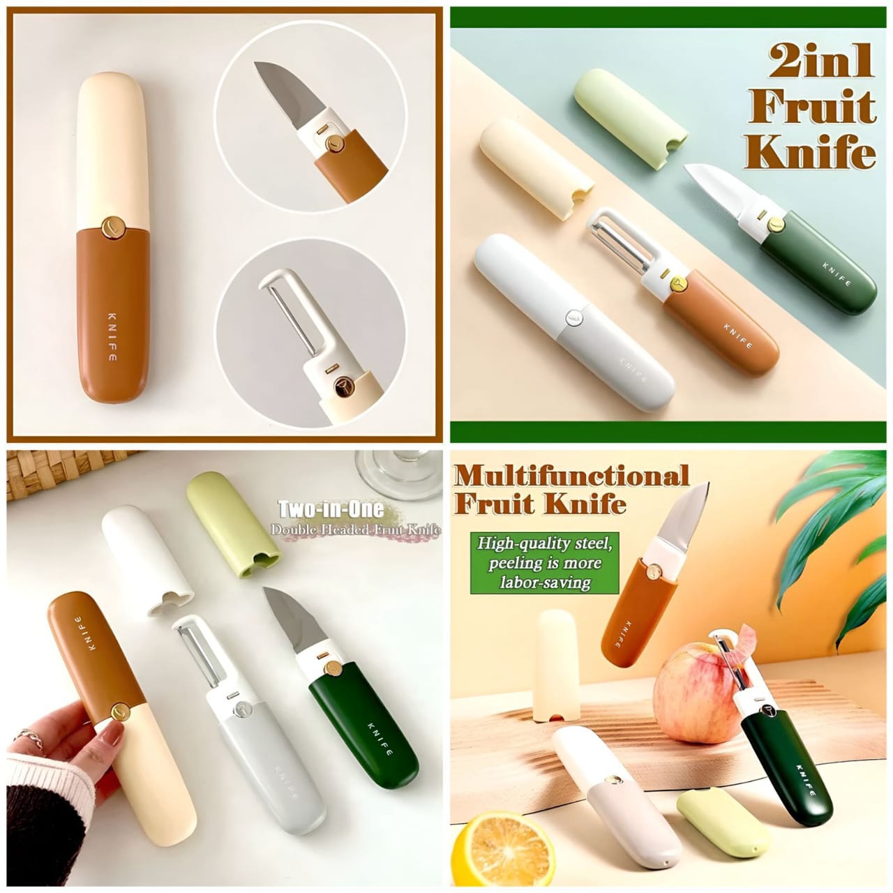 Multifunctional 2-in-1 Fruit Knife and Peeler Set Made Of High-Quality Stainless Steel.