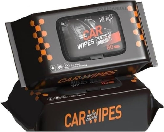 Car Interior Cleaning Wipes - 80pcs Wet Tissues for Dashboard, Leather Seats, Plastic Trim, Glass & Windows - Car Cleaning & Polishing Wet Cloth, Scratch Remover & Detailing Care Wipes (1 Pack)