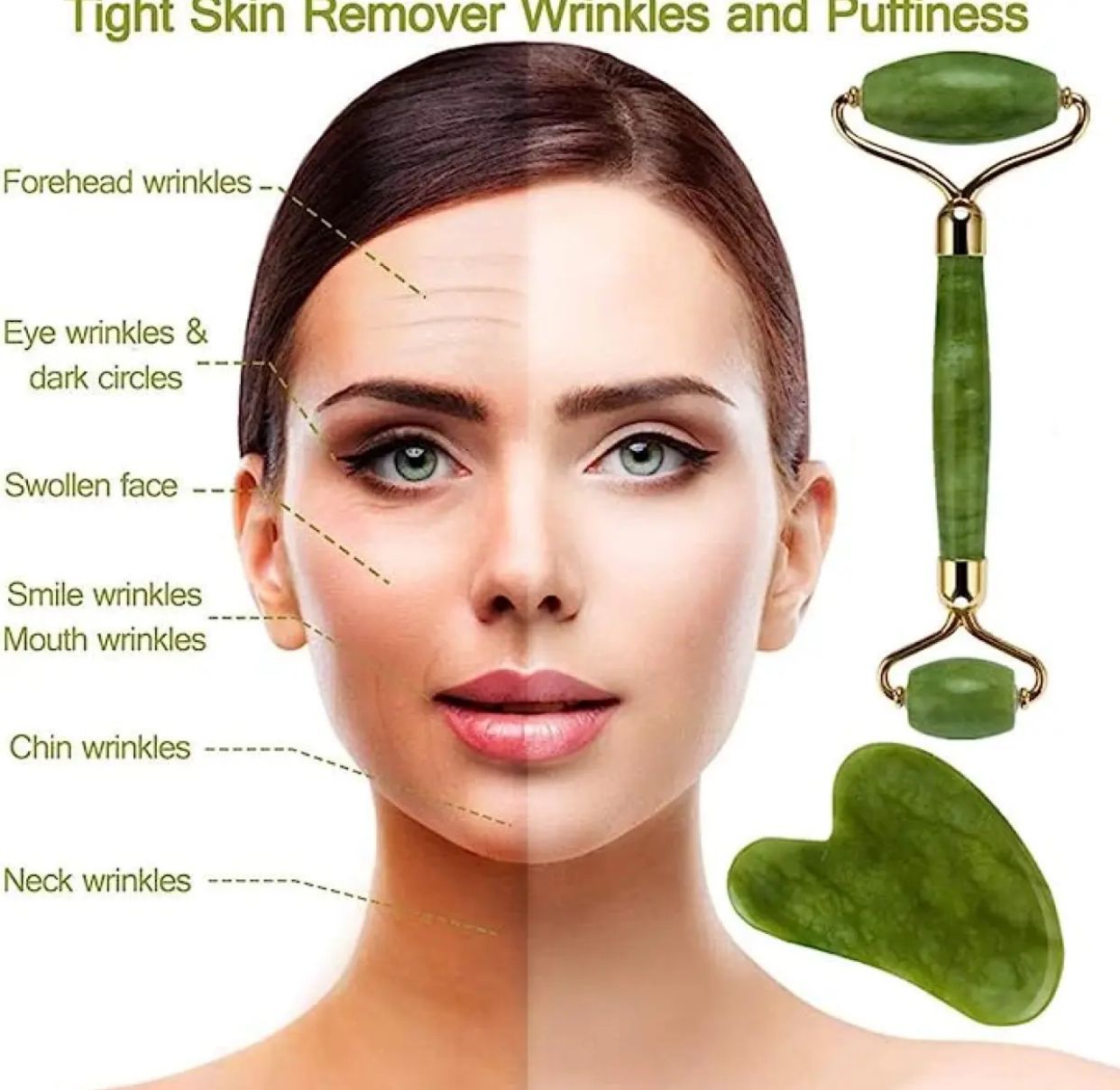 Facial Massage Jade Roller Double Heads Jade Stone Face Lift Hands Body Skin Relaxation Slimming Beauty Health Skin Care Tools