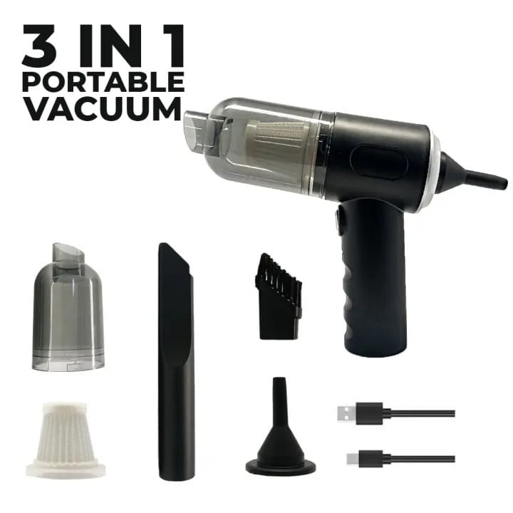 3-IN-1 Mini Vacuum Cleaner & Air Blower For Car Interior, Office, Home, Computer, Cordless Handheld Wireless Portable Auto Vacuum Cleaner Strong Suction Powerful