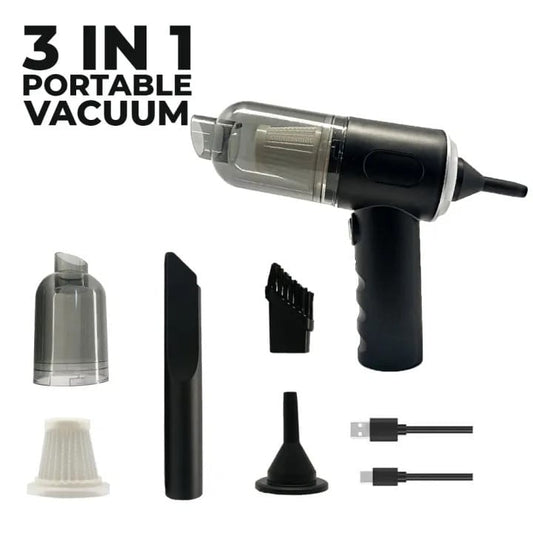 3-IN-1 Mini Vacuum Cleaner & Air Blower For Car Interior, Office, Home, Computer, Cordless Handheld Wireless Portable Auto Vacuum Cleaner Strong Suction Powerful