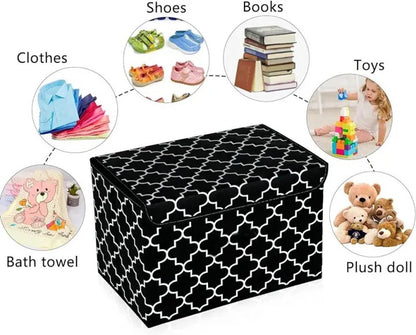 Toy Box Chest for Boys, Girls, Kids with Divider, Flip-Top Lid, Large Organizers and Storage Boxes Collapsible Container Bins for Nursery, Playroom, Closet, Living Room Organizer, Home Comfort