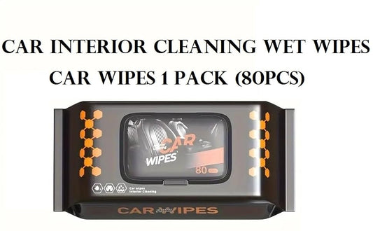 Car Interior Cleaning Wipes - 80pcs Wet Tissues for Dashboard, Leather Seats, Plastic Trim, Glass & Windows - Car Cleaning & Polishing Wet Cloth, Scratch Remover & Detailing Care Wipes (1 Pack)