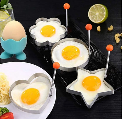 Fried Egg Mold, Pack of 4 Stainless Steel Egg Ring Egg Shaper Pancake Mold Heart/Round/Star/Flower Shapes