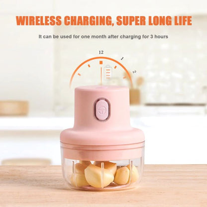 Portable Mini Electric Chopper 250ml Rechargeable Food Processor, Wireless Vegetable & Meat Chopper Durable Stainless Steel Blades USB Chargeable.