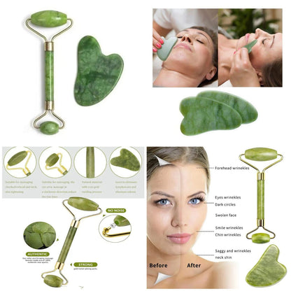 Facial Massage Jade Roller Double Heads Jade Stone Face Lift Hands Body Skin Relaxation Slimming Beauty Health Skin Care Tools