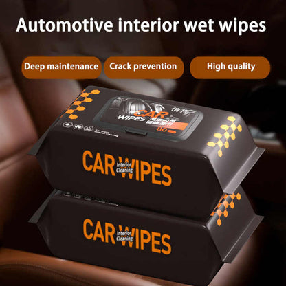 Car Interior Cleaning Wipes - 80pcs Wet Tissues for Dashboard, Leather Seats, Plastic Trim, Glass & Windows - Car Cleaning & Polishing Wet Cloth, Scratch Remover & Detailing Care Wipes (1 Pack)