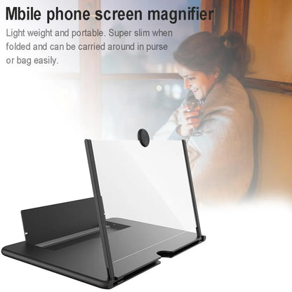 9" 3D Phone Screen Magnifier - HD Magnifier Projector Screen for Videos, Movies, Games Foldable Phone Stand with Screen Amplifier Supports All Smartphones