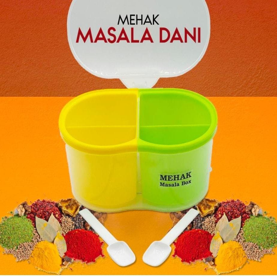 Mutli-Purpose Spice Box With 4 Sections and Handles (2 Spoons Included)