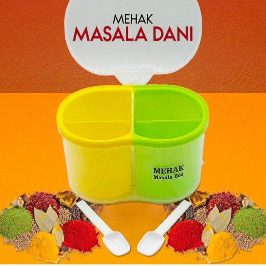 Mutli-Purpose Spice Box With 4 Sections and Handles (2 Spoons Included)