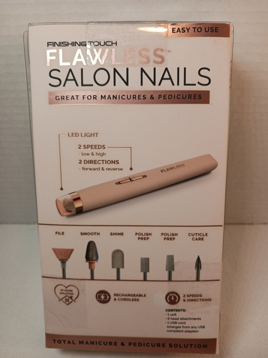 Finishing Touch Flawless Salon Nails Kit Electronic Nail File and Manicure and Pedicure Tool Rechargeable