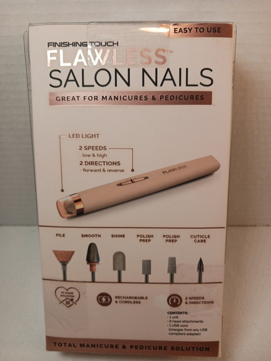 Finishing Touch Flawless Salon Nails Kit Electronic Nail File and Manicure and Pedicure Tool Rechargeable
