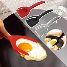 Egg Flipper Spatula, Silicone Cooking Spatula, 2 in 1 Grip Flip Tong, Silicone Steak Tongs, Omelette Turners, Pancake Bread Clamp