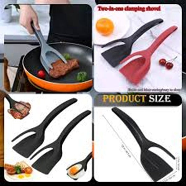 Egg Flipper Spatula, Silicone Cooking Spatula, 2 in 1 Grip Flip Tong, Silicone Steak Tongs, Omelette Turners, Pancake Bread Clamp