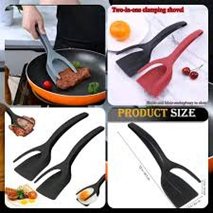 Egg Flipper Spatula, Silicone Cooking Spatula, 2 in 1 Grip Flip Tong, Silicone Steak Tongs, Omelette Turners, Pancake Bread Clamp