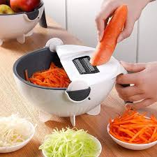 Vegetable Cutter with Drain Basket 9 in 1 Slicer, Multi-functional Magic Kitchen Veggie Fruit Shredder Grater Slicer